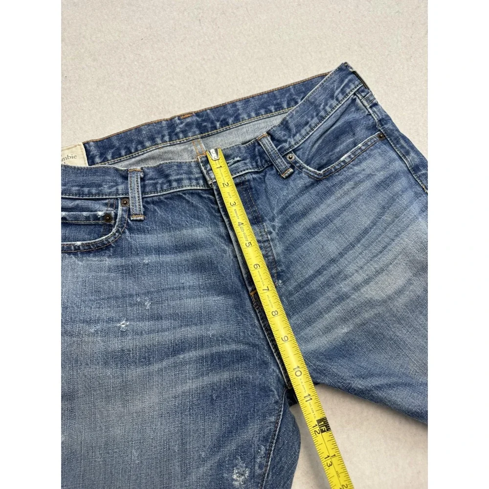 Abercrombie & Fitch Jeans Mens 34x32 Blue The A&F Boot Bootcut Distressed - Picture 8 of 12